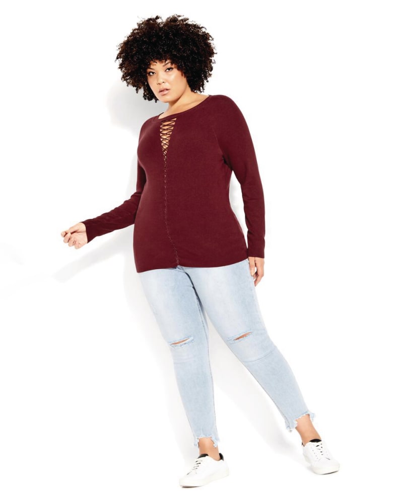 Plus size model wearing Criss Cross Sweater by City Chic | Dia&Co | dia_product_style_image_id:172187